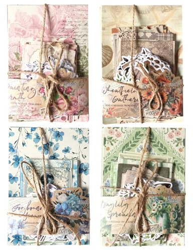LEBKFT 400 Sheets Vintage Scrapbook Paper Kit, 3 Pack of Vintage Crafts Junk Journal Supplies Scrapbook Paper for DIY Scrapbooking Card Making and Decorative Crafts Mixed Media Collage Card (Type C)