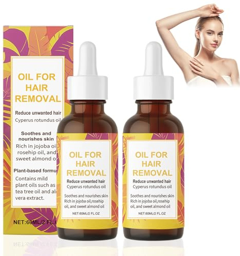 2 PCS Cyperus Rotundus Oil for Hair Removal,Gentle Natural Soothing Moisturizing Oil,Inhibits Hair Growth,Moisturizing and Shrinks Pores,Suitable for All Skin Types 60ml