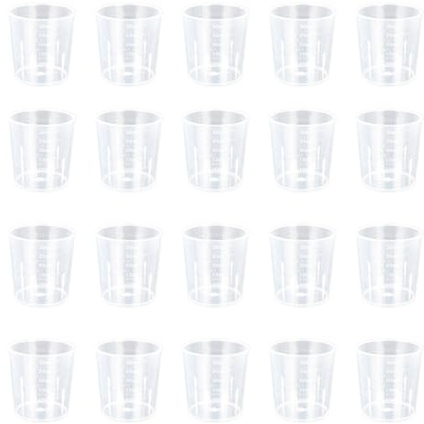 20 Stück Messbecher Klein, Mini Klare Küchen Becher, Messbecher Set, Medikamentenbecher, Measuring Cups, Transparent Kunststoff mit Skala für Küche Labor Messwerkzeug Backen Kochen Heimwerken (30 ml)