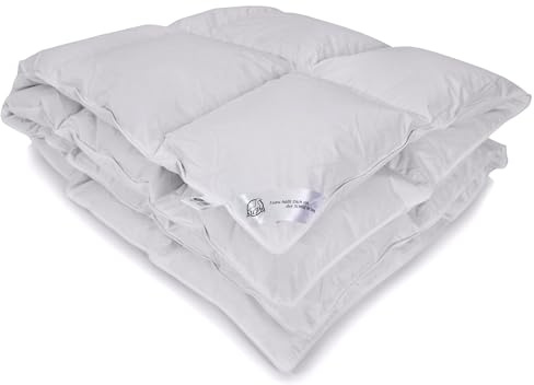 LuPu Daunendecke aus Gänsedaunen 155 x 200 cm - Bettdecke 90/10 Gänsedaunen & Gänsefedern - Ganzjahresdecke - 100% Naturprodukt - Maschinenwaschbar - Atmungsaktiv - 864 g - Weiß