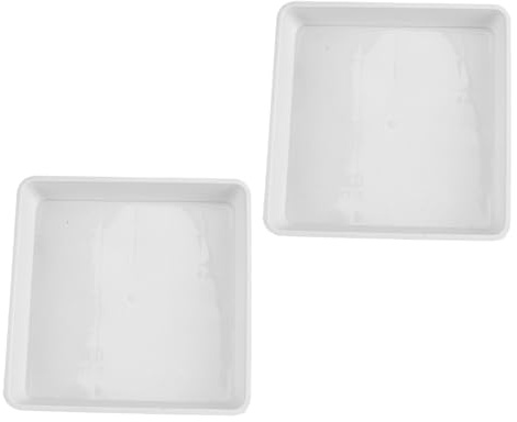 PLAFOPE 2 Pezzi Sottovaso Quadrato Raccoglie Acqua e Previene Perdite, 35x35, in Plastica Bianca per Erbe Aromatiche e Piante Decorative