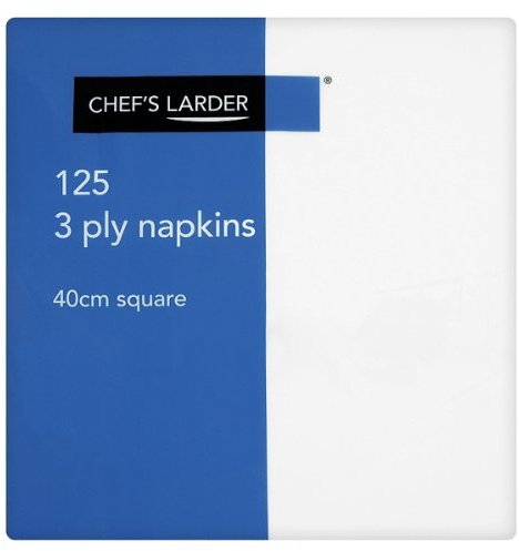 Chefs Larder 125 3 Ply Napkins 40cm Square White