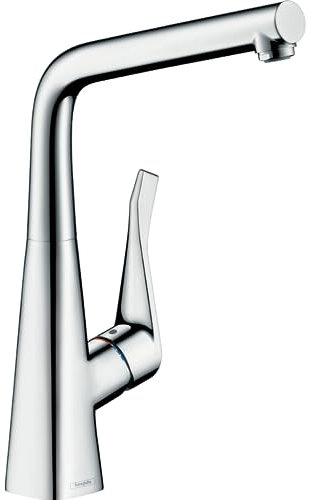 hansgrohe Metris Einhebel-Küchenarmatur, Komfort-Höhe 320mm für Vorfenstermontage, mit Schwenkauslauf, Chrom