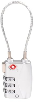 Pavo 8046744 PREMIUM TSA reselås med kabellås av aluminium – med 3-siffrors nummerkod – storlek: 49 mm