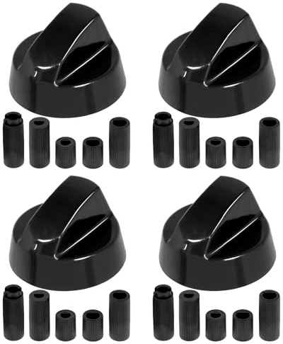Spares2go bouton d'interrupteur de commande universel pour tous les modèles et marques de four, cuisinière et plaques de cuisson, noir (Paquet de 4)