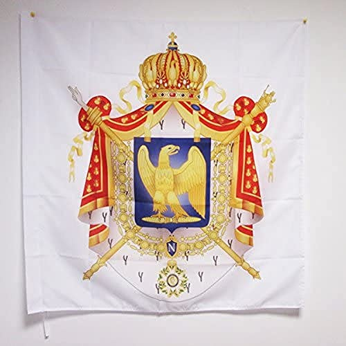 AZ FLAG Drapeau Armes Napoléon III Second Empire 1852-1870 90x90 cm | Usage intérieur et extérieur Drapeau décoratif de l'Empire français de Napoléon III coutures doubles et bords renforcés
