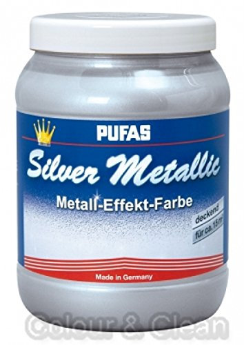 Pufas Silber Metallic Effect Metall-Effekt-Farbe 1,5 L Silberner deckender Effekt