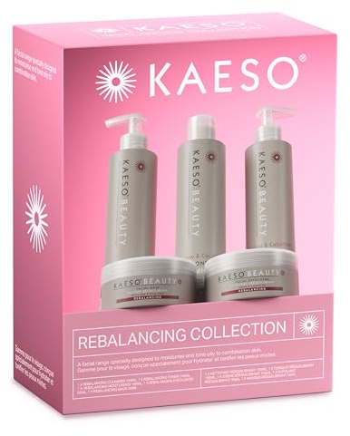 Kaeso Rebalancing Facial Kit – Complete Skincare Set for Oily & Combination Skin – Cleanser, Toner, Exfoliator, Mask & Moisturiser – Professional Quality