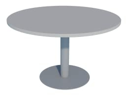 Euromof Mesa de Reuniones, Redonda, Gris. 100Ø. con Base Cilíndrica.