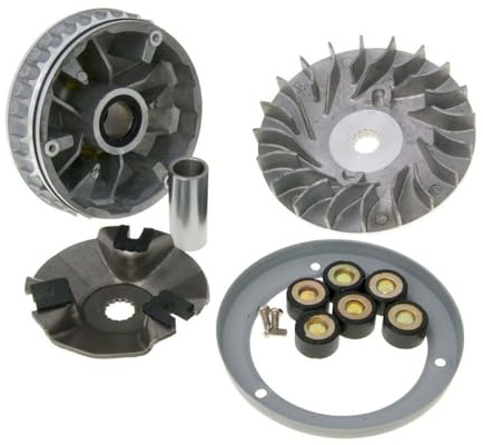 Variomatik mit Riemenscheibe kompatibel mit Yamaha X-Max 125, Majesty 125 | Kit mit 6 Rollen 20x12 mm, 16 g, Steigscheibe, Hülse, 3 Gleitstücke; kompatibel mit Malaguti Madison 125, MBK Skyliner 125