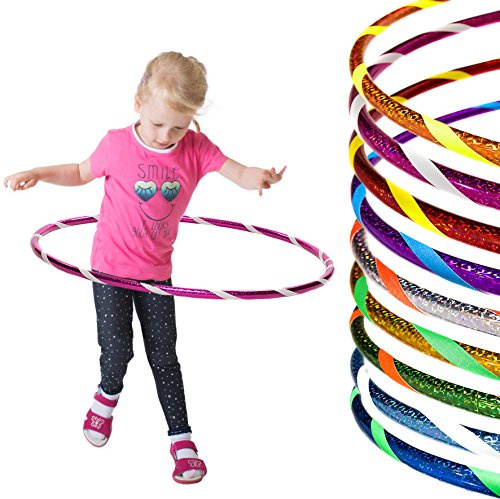 hoopomania Funny Hula Hoop Reifen Aro de Gimnasia para niños, Infantil, Holograma Rosa y Blanco, Ø60cm