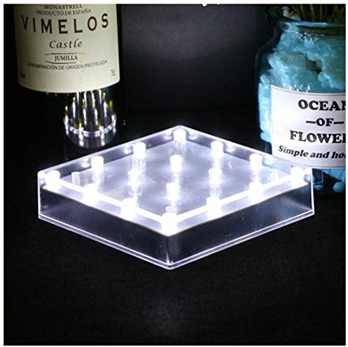 LARDUX Led Light Base - 5 inch Square Lights Display Stand for Effiel Tower Vase Crystal Glass Art LED Pedestal Base - Charging USB or Battery Powered