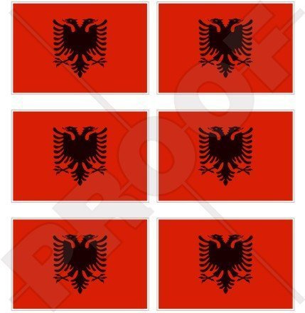 ALBANIA Albanische Flagge Shqiperia 40mm Mobile, Handy Vinyl Mini Aufkleber, Abziehbilder x6 Stickers