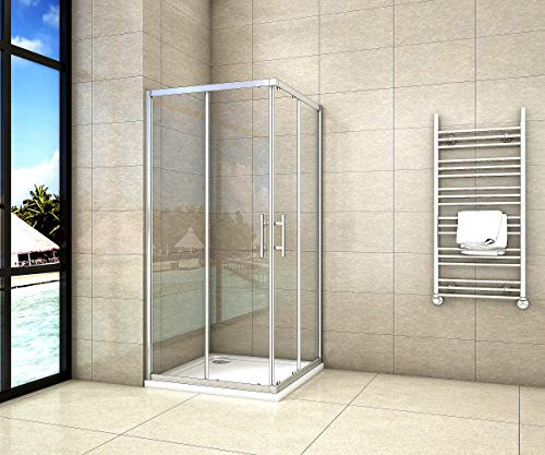 195cm Höhe Eckeinstieg Duschkabine 90x70cm Duschabtrennung Duschtür Eckdusche 6mm NANO Sicherheisklarglas