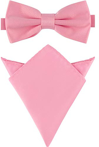 Ladeheid Herren Schmale Fliege & Einstecktuch Set M/P (12cm x 6cm, 22cm x 22cm)