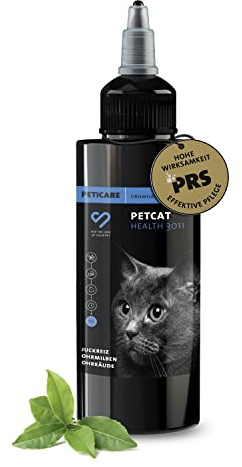 Peticare Anti-Parasiten Mittel für Katzen-Ohren | Gegen Ohrmilben Räude Pilze | lindert Juckreiz & fördert Regenerationsprozess | einzigartiges PRS® System für Lange Wirkung - petCat Health 3011
