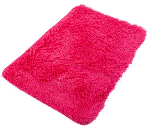 TAPISO Anti-Slip Bathroom Rug Mat Fuchsia Rubber Backing Shag Fluffy Durable Washable 1PC Size - 50 x 80 cm (1ft8 x 2ft7)