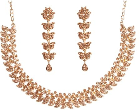 Touchstone Ny indisk bllywood traditionell paisleyinspirerad fejk gul citrin strass prydd look vacker designer smycken halsband set i antik guldton för kvinnor.