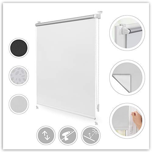 Lichtblick Verdunklungsrollo ohne Bohren Thermorollo Klemmfix Hitzeschutz Sichtschutz Wandmontage Deckenmontage Rollo für Fenster Weiß, 100 cm x 150 cm (B x L)
