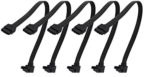 ezqnirk 5pcs 10 cm SATA 3.0 Harddrive 6GB/S Cable de datos ATA de 6 GB/S 90 Conector de 180 en ángulo SATA3 SATAIII 6GBPS Disco de disco duro SSD Adaptador SSD,90 Degree-Black,15CM