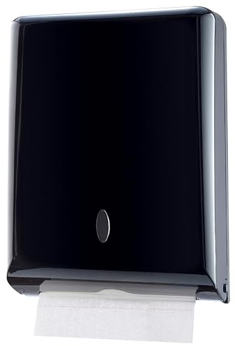 Commercial Paper Towel Dispenser Wall Mount, Holds 500 Multifold, Trifold, Z Fold, C Fold Hand Towels for Bathroom/Restroom, Office, Shop, or Home (Black)