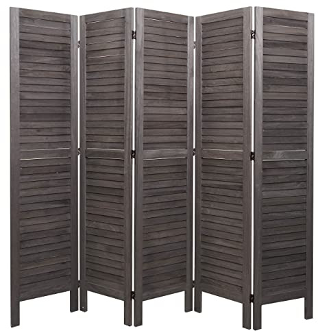 Mendler Paravent HWC-G30 Shabby-Look 170x200cm - grau-braun | Trennwand, Sichtschutz, Raumteiler