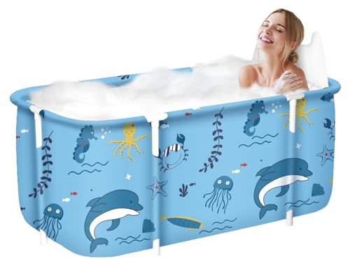 Sinbide 132cm faltbare Badewanne für Erwachsene, große Familie Badewanne für SPA, Dampfeimer für Sauna, Dusche und Eisbad, 132 x 68 x 47 cm, nicht aufblasbar (grün)