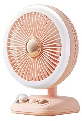 EBSBAG Table Fan, 4800mAh Mini Desk Fan, USB Rechargeable Table Fan, Battery Operated Fan with Unique Design for Home, Office, Beige (Pink Pink)