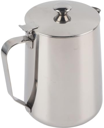 Edelstahl-Kaffeetasse, Milchaufschäumkrug mit Deckel, Milchausgießer mit