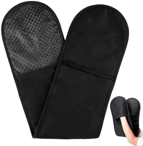 Black Oven Gloves, Oven Gloves Heat Resistant with Non-slip Design, Cotton Oven Mitts, Modern Cooking Oven Glove, Double Oven Gloves for Grilling, Cooking, Baking, Barbecue