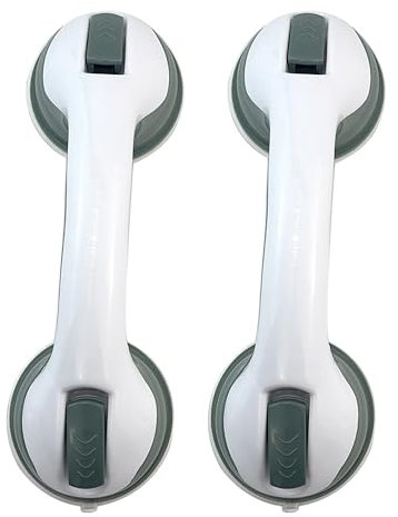 Paire de barres d'appui de douche de 30,5 cm – Ventouses puissantes pour un soutien fiable dans les baignoires et les douches Poignées d'aide de sécurité pour personnes âgées, handicapées, personnes