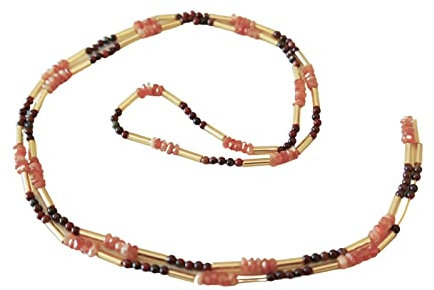 Edelstein Brillenkette Sonnenstein gelb braun Brekzienjaspis Goldperlen DisplayLength 55