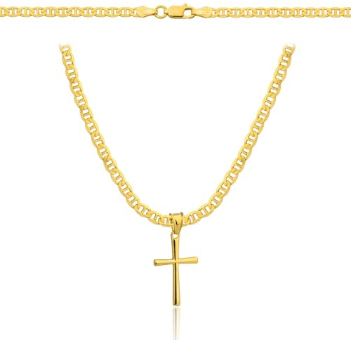Amor Luxury Collar de Oro 585/925 Cruz para Hombres - Cadena Rey 55 cm, Joyas y Regalos
