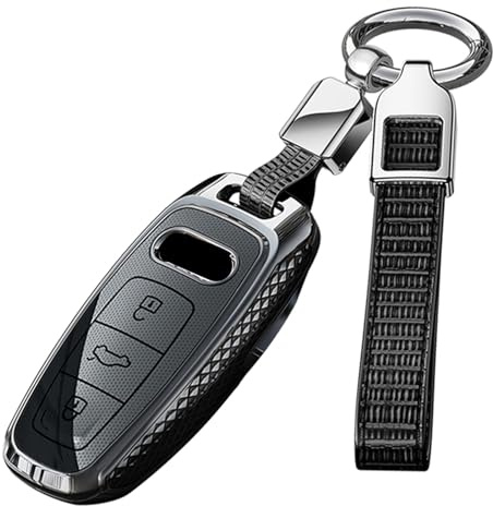 ontto PC Autoschlüssel Hülle Schutzhülle Schlüsselhülle für Audi A3 A6 A7 A8 Q7Q8 Q4 E-Tron S3 Sportback SQ7 SQ8 RS6 RS7 A8L 2019-2024 Zubehör Schlüsselcover Schlüsseletui 3 Tasten-B Schwarz