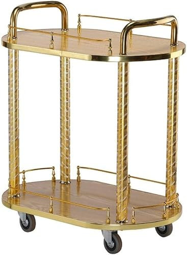 Suuim Hotelservicewagen, Hotelwagen, Barwagen, Getränke-Servierwagen, Teewagen, Goldener Aufbewahrungstisch auf Rädern, Art Deco, Cocktailparty, Möbel, Beistelltisch, M