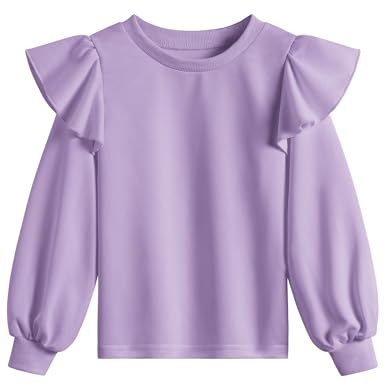 Weardear Sweat-shirt à manches longues pour fille - Col rond - Automne - Hiver - Loisirs - Sport - T-shirt à manches longues pour fille, lilas, 11-12 ans
