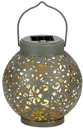 Arti Casa Solar Laterne - Solarbetriebene Gartenbeleuchtung - Tischlampe mit warmweißem Licht - Solarlampe mit bis zu 8 Stunden Brenndauer - IP44 Wasserdicht - Ø14,5 x 15 cm - Kunststoff - Grau