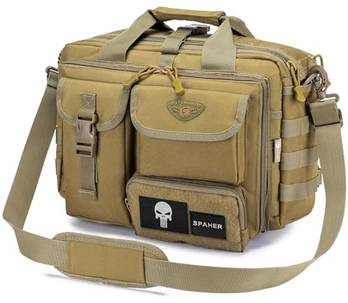 SPAHER Maletín Bandolera Militar Táctica Hombre para Ordenador Portátil 14/15.6/17 Pulgadas - Portadocumentos Regalo