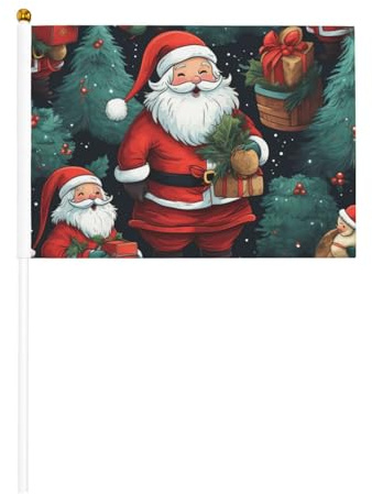 BREAUX Cute Christmas Man print Mini handheld small flagpole, double-sided hand-waved flag, mini stick flag