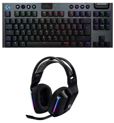 Logitech G G915 X LIGHTSPEED TKL - flache kabellose Gaming-Tastatur mit Double-Shot-PBT-Tastenkappen, DEU QWERTZ-Layout, Logitech G733 LIGHT SPEED wireless gaming headset with headband, LIGHTSYNC RGB