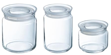 Luminarc Set de 3 tarros herméticos Pav de vidrio 1 L