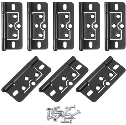 sourcing map 8Pcs 3x1.4 Inch Door Hinges Non-Mortise No Noise Bifold Door Hinges Plating for Cabinet Furniture Window Wardrobe with Screw, Dark