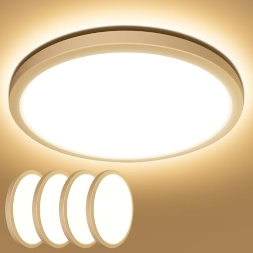 Lepro Plafon LED Techo 18W Blanco Cálido 3000K 1800 LM 4 PCS | CR1 80+, IP44 Impermeable, Ultrafino 2,6cm, Redonda, Moderna Luz Empotrada para Baño, Cocina, Dormitorio, Pasillo, Ø22cm