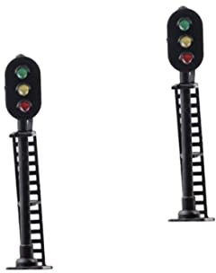 IWOWHERO 2 Stück Modelleisenbahn Lichter Zug Layout Licht Modell Verkehrsschilder Spielzeugeisenbahnen Eisenbahn Zug Signal Spielzeug Miniatur Verkehrslampe Sicherheitsstraßen