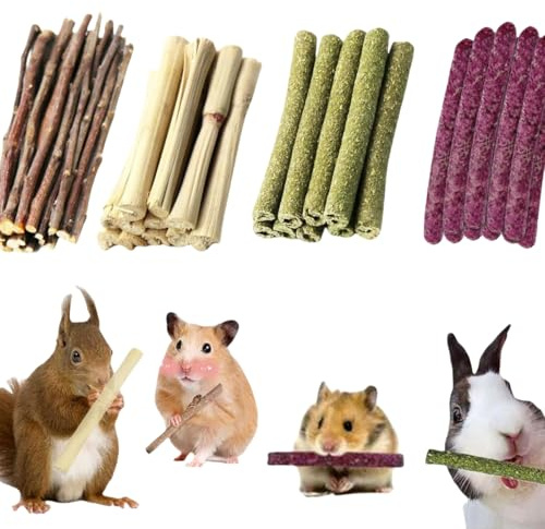 Giocattolo Masticare per Conigli,Bastoncini Fieno Timothy,Mela Masticare Bastoncini,Giocattoli Per Piccoli Animali Domestici,Giocattoli Coniglio Nano,per Conigli Scoiattolo Porcellini D'India Criceto