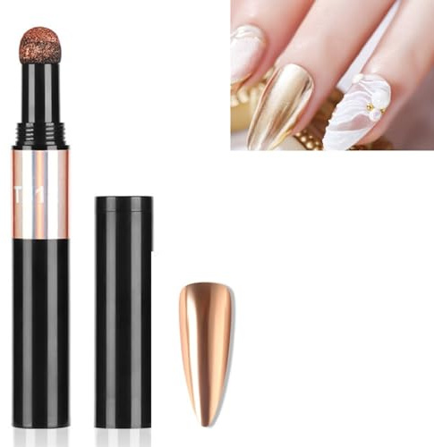 Aurora Lot de 12 stylos à poudre chromée à coussin d'air, stylo à poudre holographique chromé, stylo à poudre à ongles chromé, stylo à poudre à ongles à coussin d'air chromé, effet miroir métallique