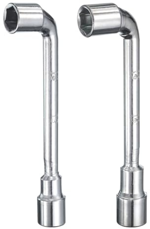 QUARKZMAN 2 Stück L-förmiger Winkel-Hexagon-Doppelkopf-Steckschlüssel 13mm 14mm 45# Stahl Metrisch 6-Punkt-Rohrsteckschlüssel-Schlüssel für allgemeine Reparaturen, Pipeline und Autowartung