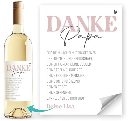 SpecialMe® Weinetiketten Weinflaschenetiketten personalisiert Flaschenetiketten selbstklebend Wein Geschenk Danke Rosa unisize