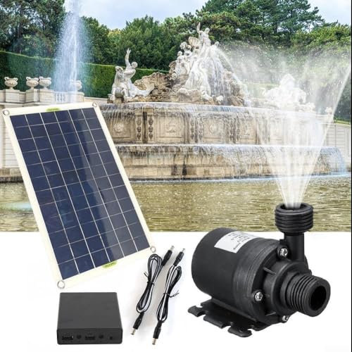 Solar Fountain Pump Kit, Upgraded Solar Water Pump with 50W Solar Panel, Solar Panel Kit Outdoor Solar Water Pump for Bird Bath, Outdoor Pond, Garden and Fish Tank