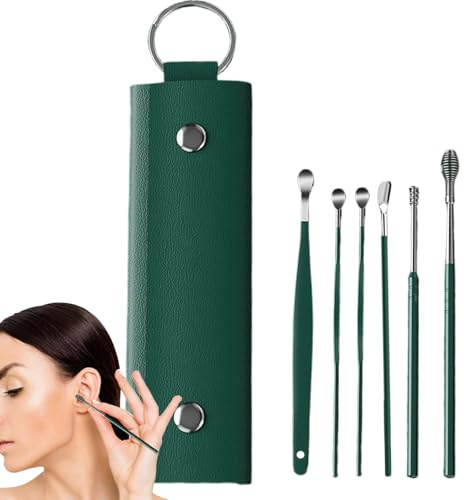 Rimozione Della Cera Per L'Orecchio - Campanina Orecchio Pulitore | Strumento Di Rimozione Orecchio 5pcs | Rimozione Riutilizzabile Con Tubo Di Stoccaggio Con Tubo Di Stoccaggio, Kit